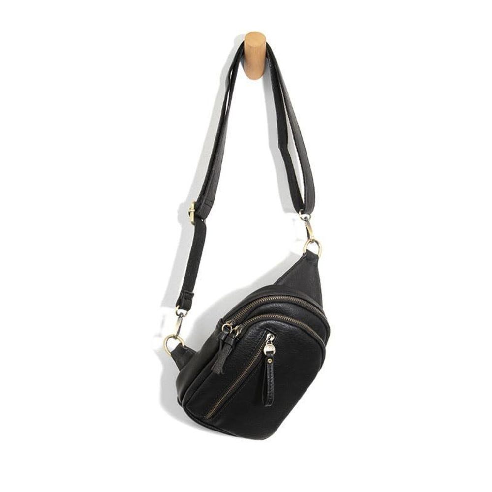 Skyler Sling Bag Vegan Leather, Ziered Closure, Brass Plated Hardware, :3